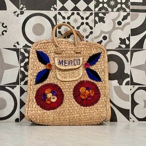 Hand made Mexico Jute Tote with Beautiful detailing One of a kind